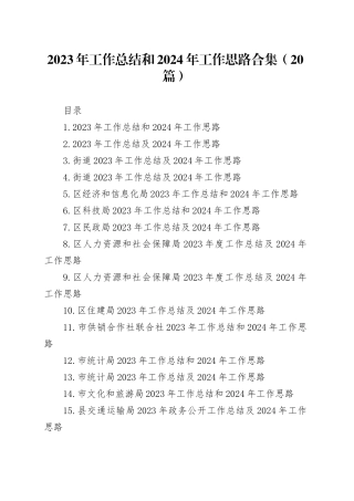 2023年工作总结和2024年工作思路合集（20篇）