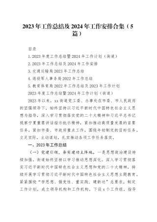 2023年工作总结及2024年工作安排合集（5篇）