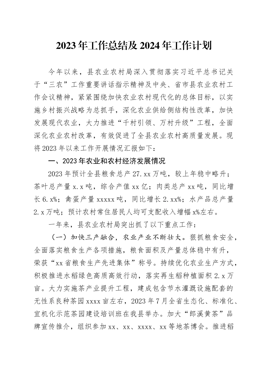 2023年工作总结及2024年工作计划（20240102）_第1页