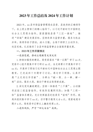 2023年工作总结及2024年工作计划（20240103）