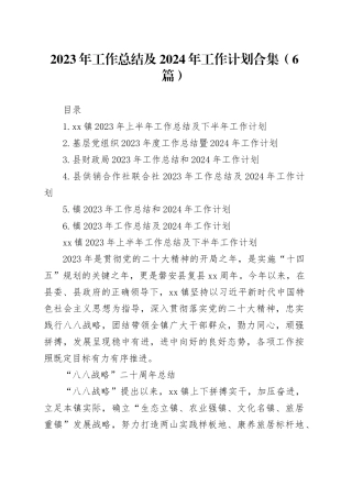 2023年工作总结及2024年工作计划合集（6篇）
