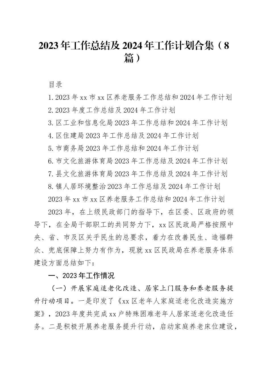 2023年工作总结及2024年工作计划合集（8篇）_第1页