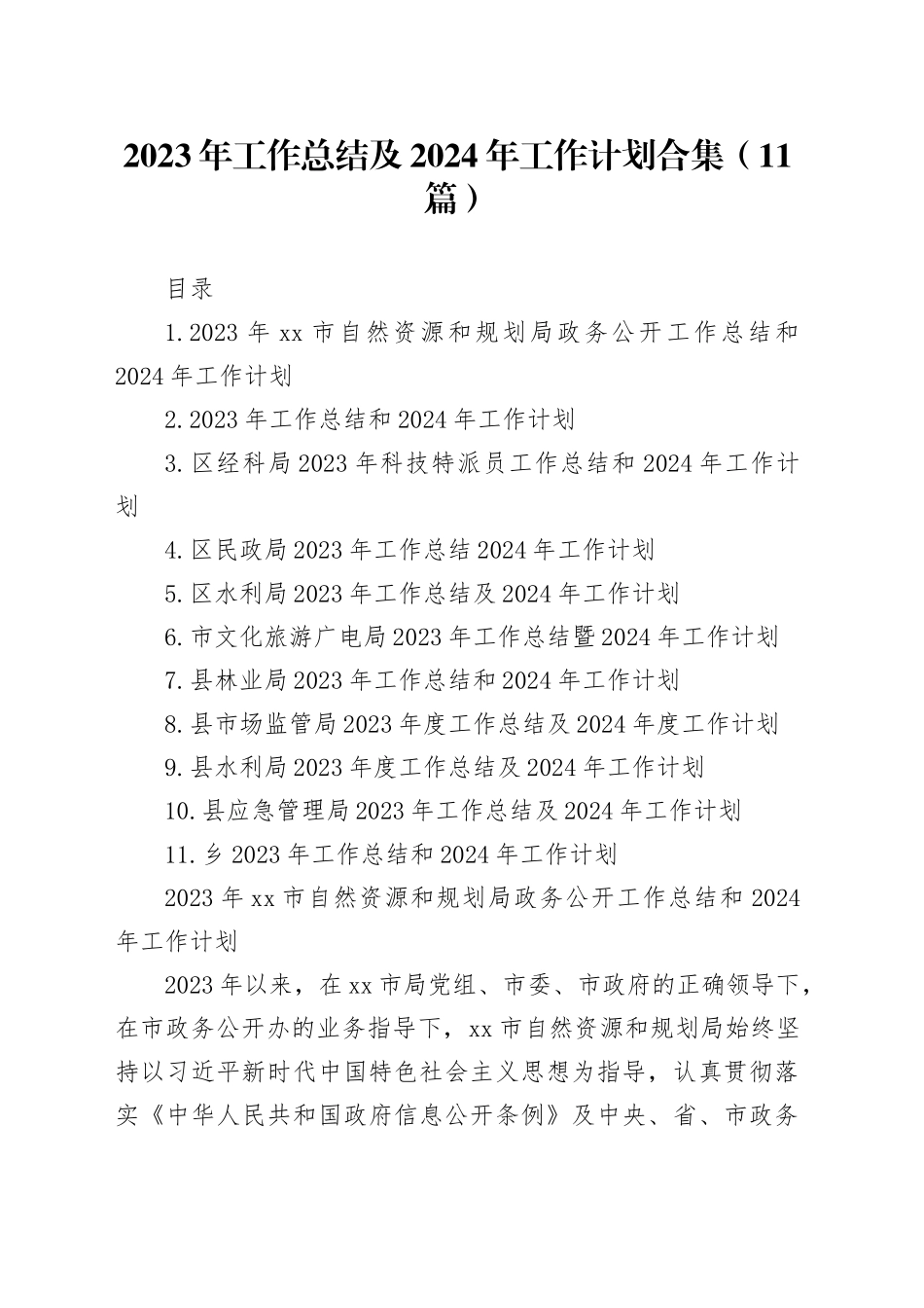 2023年工作总结及2024年工作计划合集（11篇）_第1页