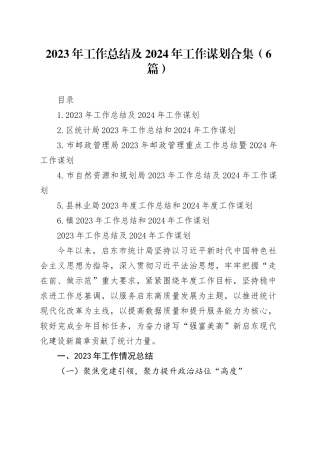 2023年工作总结及2024年工作谋划合集（6篇）