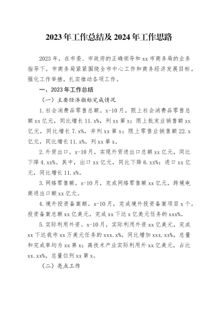 2023年工作总结及2024年工作思路（20240103）