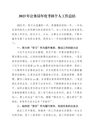2023年公务员年度考核个人工作总结