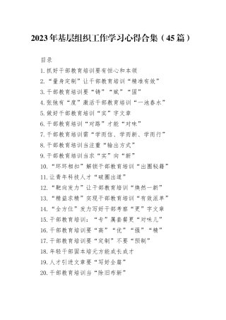 2023年基层组织工作学习心得合集（45篇）