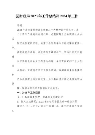 2023年局工作总结及2024年工作计划 3篇