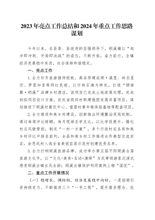 2023年亮点工作总结和2024年重点工作思路谋划（20231208）