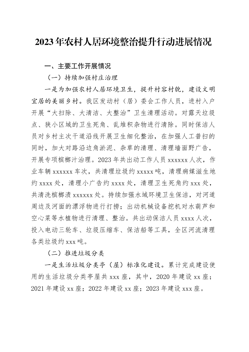 2023年农村人居环境整治提升行动进展情况_第1页