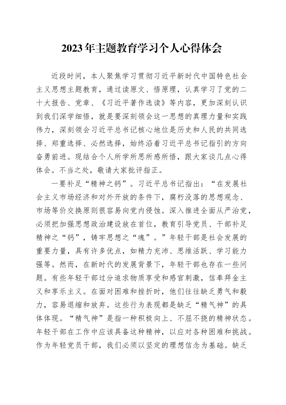 2023年主题教育学习个人心得体会01_第1页