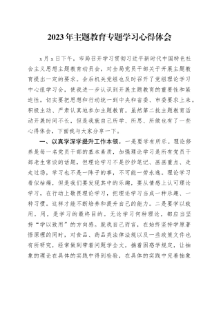2023年主题教育专题学习心得体会