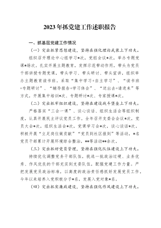 2023年抓党建工作述职报告