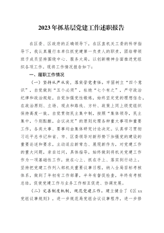 2023年抓基层党建工作述职报告-2