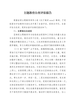 2023主题教育自查评估报告