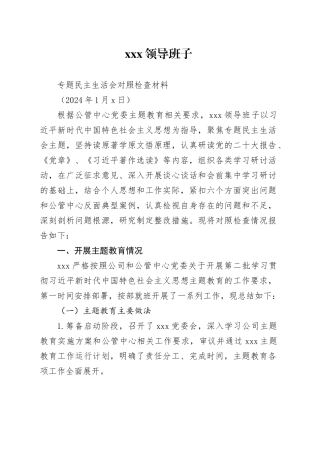 2023专题民主生活会领导班子对照检查材料（新模板）