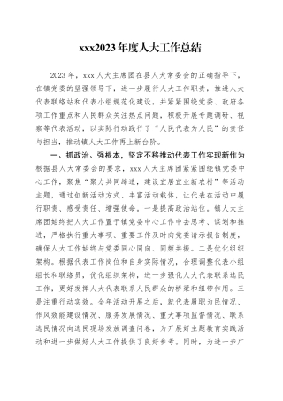 XXX2023年度人大工作总结