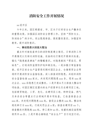 XXX经开区消防安全工作开展情况
