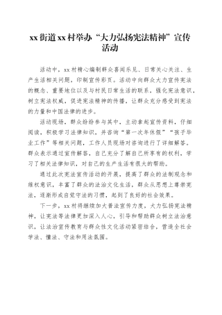 xx街道xx村举办“大力弘扬宪法精神”宣传活动