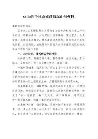 XX局四个体系建设情况汇报材料
