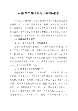 xx镇2023年度目标任务对标报告