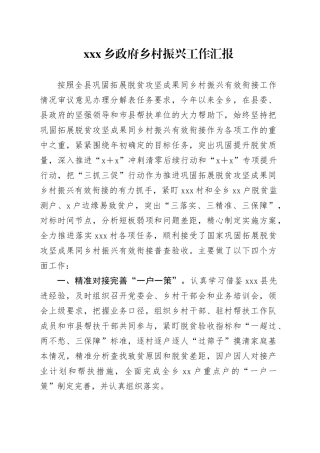 X乡政府乡村振兴工作汇报