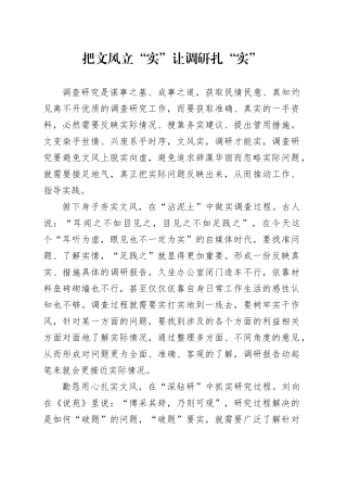 把文风立“实”让调研扎“实”