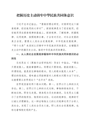 把握历史主动 铸牢中华民族共同体意识