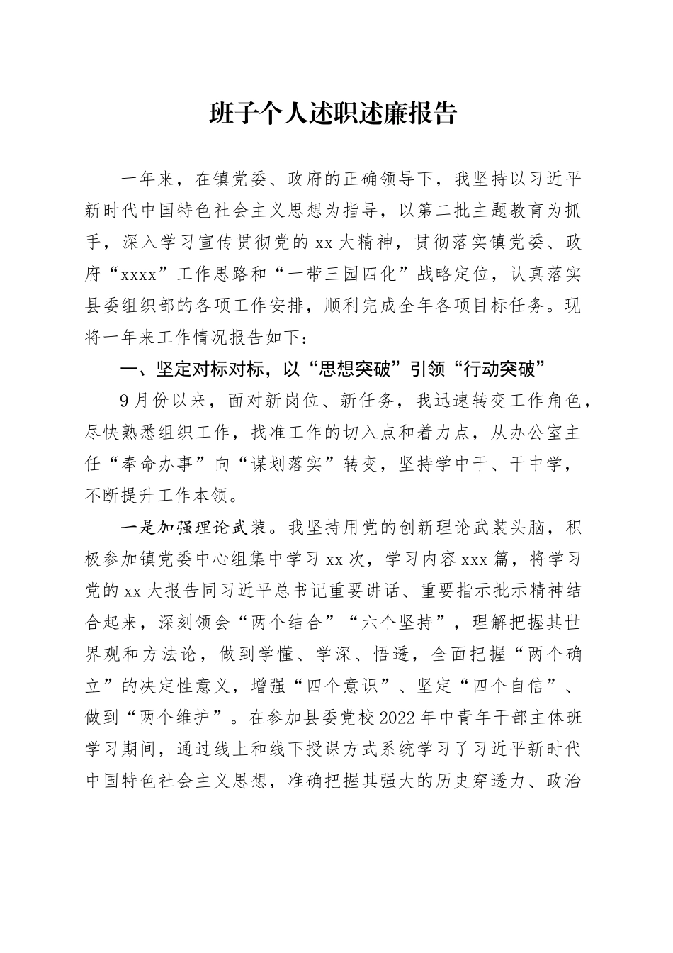 班子个人述职述廉报告_第1页