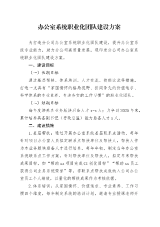 办公室职业化党建设方案