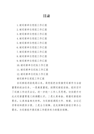 被巡察单位党组工作汇报合集12篇