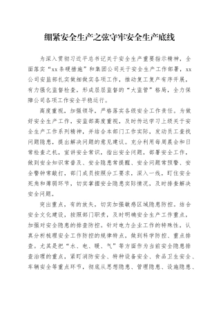 绷紧安全生产之弦 守牢安全生产底线