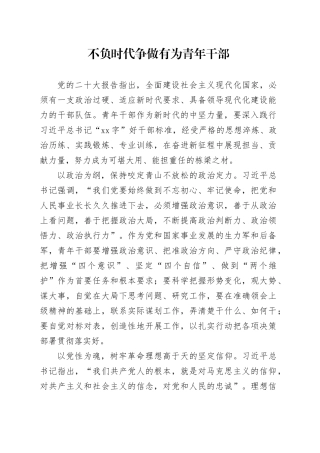 不负时代争做有为青年干部