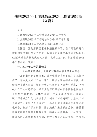 残联2023年工作总结及2024工作计划合集（2篇）