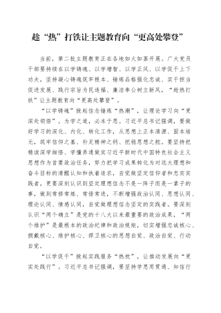 趁“热”打铁 让主题教育向“更高处攀登”