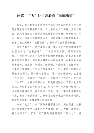淬炼“三力”让主题教育“破圈出道”