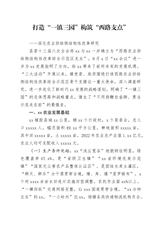 打造“一镇三园”　构筑“西路支点”