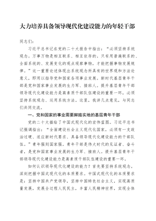 大力培养具备领导现代化建设能力的年轻干部