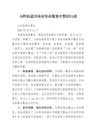 大岭街道开展市容市貌集中整治行动