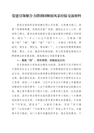 党建引领聚合力 群团同频展风采经验交流材料