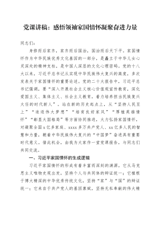 党课：感悟领袖家国情怀 凝聚奋进力量