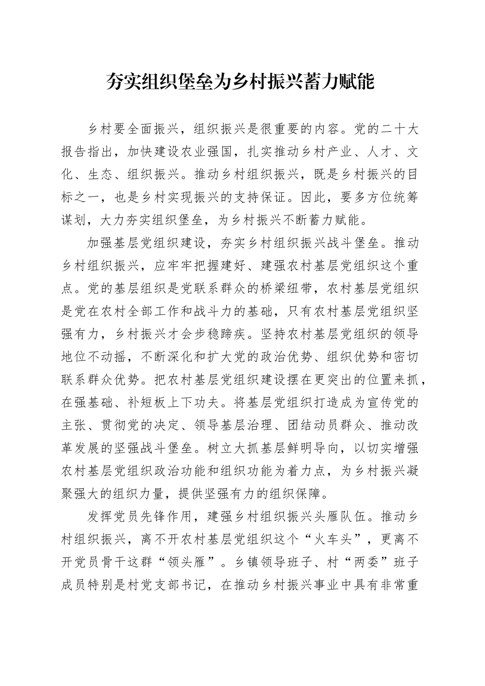 夯实组织堡垒 为乡村振兴蓄力赋能_第1页