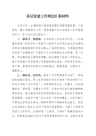 基层党建工作例会汇报材料