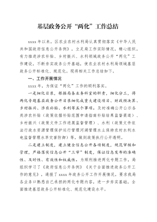 基层政务公开“两化”工作总结
