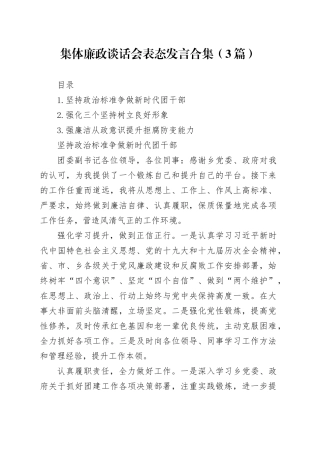 集体廉政谈话会表态发言合集（3篇）