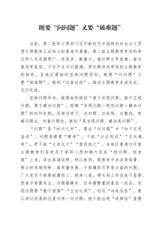 既要“问问题”又要“破难题”