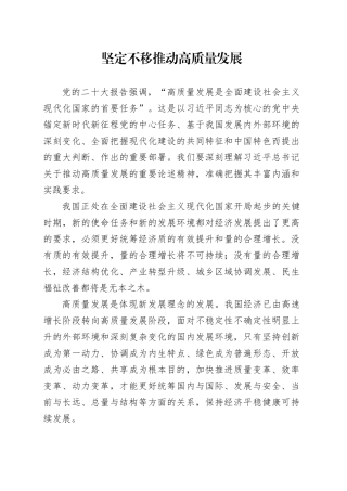 坚定不移推动高质量发展