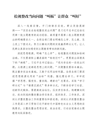 检视整改当向问题“叫板”让群众“叫好”