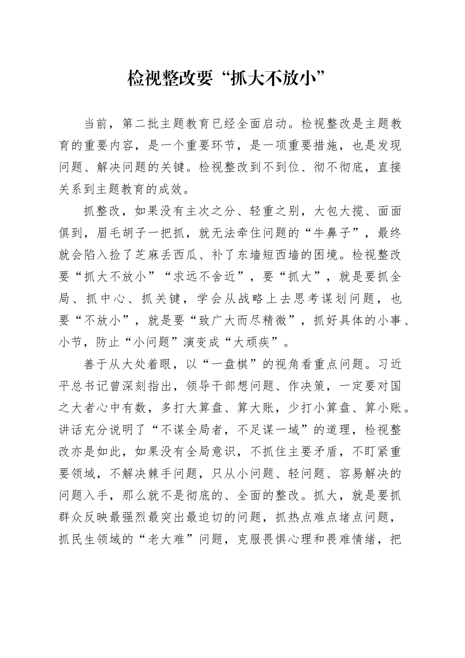 检视整改要“抓大不放小”_第1页