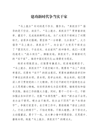 建功新时代 争当实干家